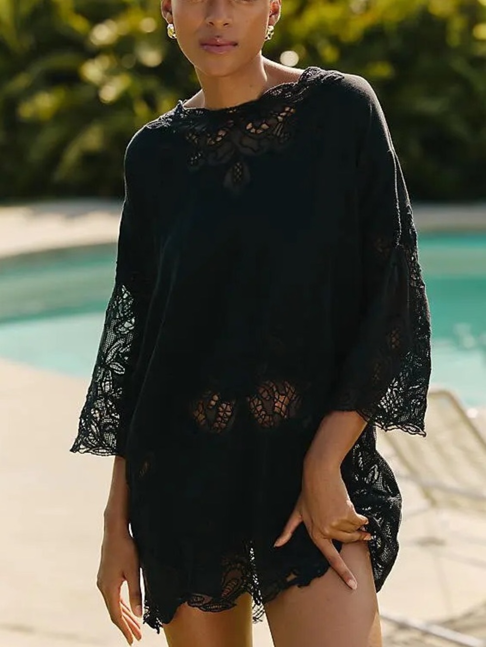 Anthropologie Black Lace Mini Dress